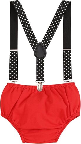 IBTOM CASTLE Formal Suit First Birthday Outfit for Baby Boy Cake Smash One Party Suspenders Bowtie Clothes Set in Kuwait