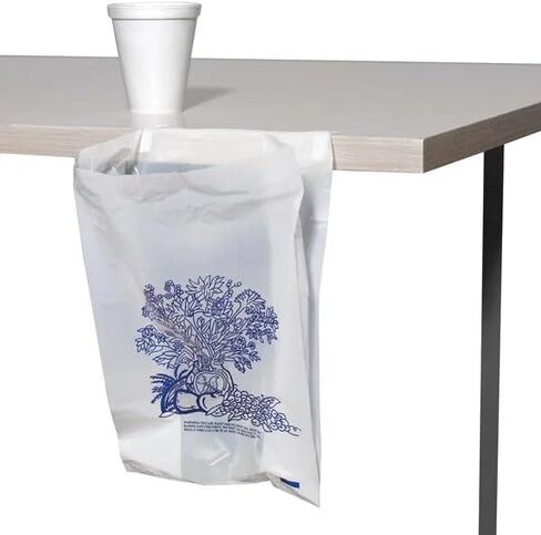 100/Pk Disposable Medical Plastic Self Adhering Bedside Bag 7" x 11.5" Blue Floral Print Polyethylene Adhesive in Saudi Arabia
