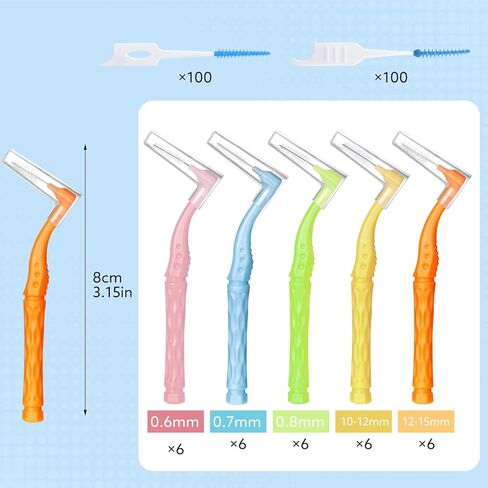 230 PCS Braces Brush, interdental Brushes Between Teeth Soft Dental Floss Picks Toothpicks Dental Brush Braces Flossers for Braces Cleaning Kit Tooth Cleaner Tool with case(Bright Colors) in Kuwait