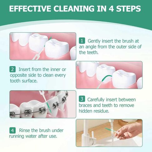 480 Pcs Dental Floss Picks, Soft Silicone Tooth Picks Flossers, Interdental Brushes with Case, Soft Dental Floss Picks for Teeth Cleaning, Braces, Bridges, Adult, Plaque Removal (Green) in Kuwait