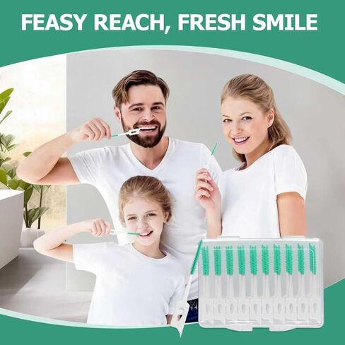 480 Pcs Dental Floss Picks, Soft Silicone Tooth Picks Flossers, Interdental Brushes with Case, Soft Dental Floss Picks for Teeth Cleaning, Braces, Bridges, Adult, Plaque Removal (Green) in Kuwait