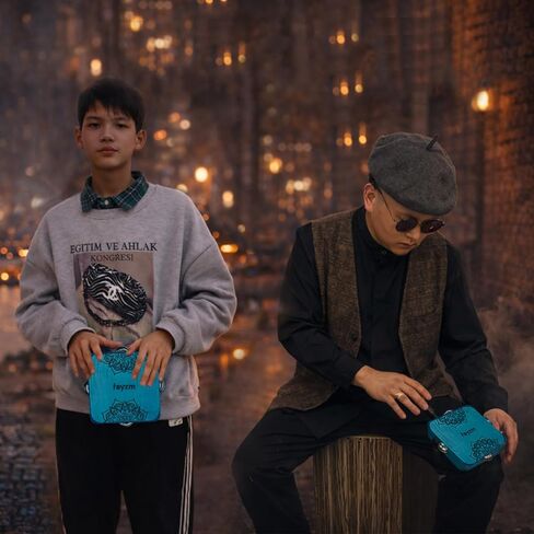 rayzm Mini Tambourine Cajon - Maple Wood Cajon Drum with Dual-Sound Zones, Jingles, Adjustable Waist/Leg Strap & Bag, Portable Percussion Instrument for Rhythm Practice & Live Shows in Kuwait