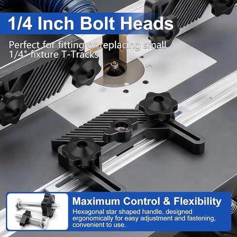 Taiss 30 قطعة 1/4"-20 T مجموعة مقابض المسار، نوعان من المقابض الملولبة 1/4"-20x1,1-1/2"، 2" 3 أحجام T مسامير وغسالات لأدوات النجارة والتركيبات in Kuwait