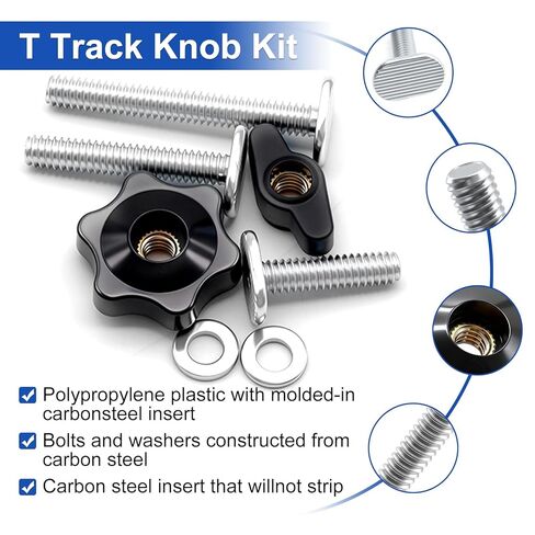 Taiss 30 قطعة 1/4"-20 T مجموعة مقابض المسار، نوعان من المقابض الملولبة 1/4"-20x1,1-1/2"، 2" 3 أحجام T مسامير وغسالات لأدوات النجارة والتركيبات in Kuwait
