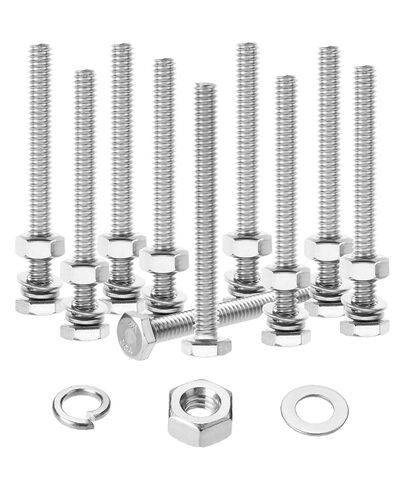 Mr. Pen- Nuts and Bolts Set, 1/4"-20x2-1/2, 10 Sets, Stainless Steel, Hex Head Nut and Bolt Set, Flat & Lock Washers in Saudi Arabia