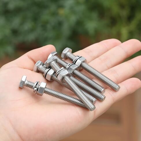 Mr. Pen- Nuts and Bolts Set, 1/4"-20x2-1/2, 10 Sets, Stainless Steel, Hex Head Nut and Bolt Set, Flat & Lock Washers in Saudi Arabia
