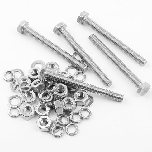 Mr. Pen- Nuts and Bolts Set, 1/4"-20x2-1/2, 10 Sets, Stainless Steel, Hex Head Nut and Bolt Set, Flat & Lock Washers in Saudi Arabia