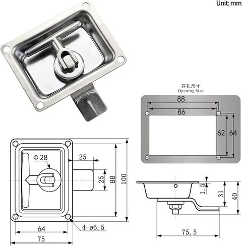 الفولاذ المقاوم للصدأ لوحة اقفال الصناديق خزانة باب الأدوات للطي ضغط T-مقبض للبار مركبة شاحنة مجداف in Kuwait