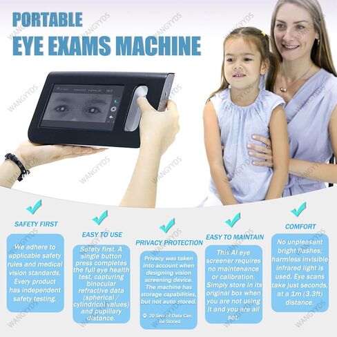 Portable Eye Exam Machine - Ophthalmology Vision Screener with 7" Touch Screen, Auto Refractor, 0-180° Axis, 98cm Measurement, 20 Data Sets Storage, Essential Optic Equipment. in Saudi Arabia