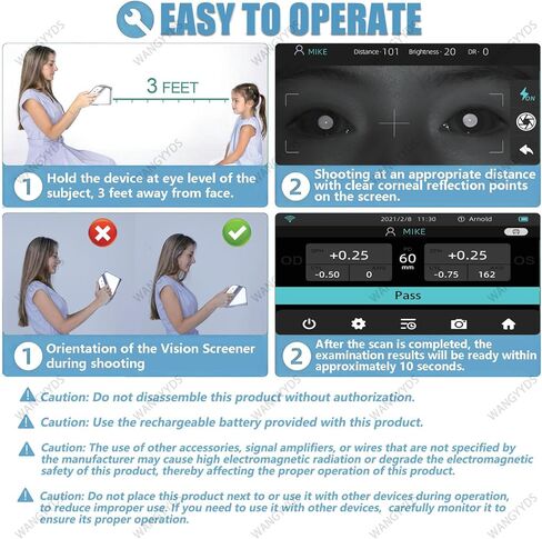 Portable Ophthalmology Vision Screener - 7" Touch Screen Eye Exam Machine, Rapid 3S Detection, 0-180° Axis, 98cm Di, Ideal for Quick Vision Screenings in Saudi Arabia