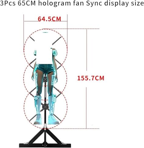 65CM 3D Hologram Projector 1X3 Video Wall, Led Advertising Display Light for Human Size 3D Hologram LED Fan Display Easy to Change Video in Saudi Arabia