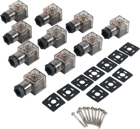 10 قطعة DIN 43650 نوع موصل الملف اللولبي 3 الشق مع ضوء مؤشر Led متوافق مع تطبيقات 12 فولت و24 فولت in Kuwait