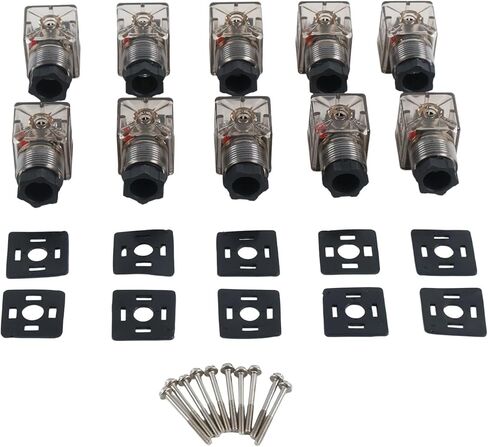 10 قطعة DIN 43650 نوع موصل الملف اللولبي 3 الشق مع ضوء مؤشر Led متوافق مع تطبيقات 12 فولت و24 فولت in Kuwait