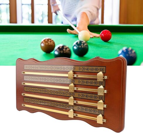 جهاز تسجيل ألعاب البلياردو الخشبي، ملحقات نادي البلياردو، مادة خشبية عالية الكثافة، لوحة تسجيل سنوكر ذات 4 مسارات، بني in Kuwait