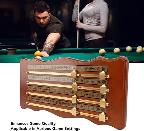 جهاز تسجيل ألعاب البلياردو الخشبي، ملحقات نادي البلياردو، مادة خشبية عالية الكثافة، لوحة تسجيل سنوكر ذات 4 مسارات، بني in Kuwait