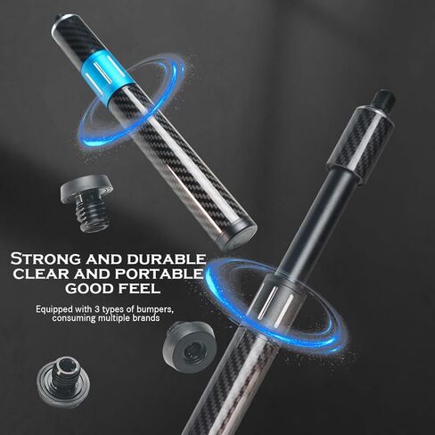 Pool Cue Extender, Billiards Stick Extension with 3 Bumpers, Carbon Fiber Telescopic Pool Stick, Adjustable for Billiard Accessories Extender in Saudi Arabia