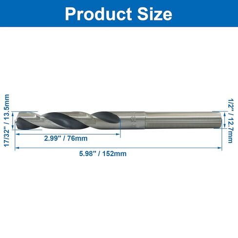 3 Pcs 17/32 HSSCO High Speed Steel M35 Twist Drill Bits with 1/2" Reduced Shank，Fractional Cobalt Silver and Deming Drill Bits for Stainless Steel in Saudi Arabia