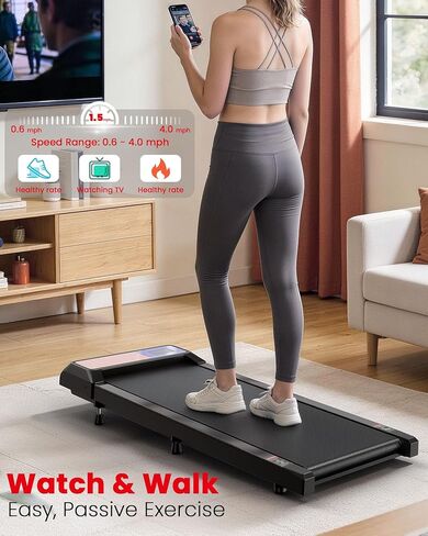 جهاز سير للمشي مع ميل بنسبة 5%، جهاز سير تحت المكتب للمكتب المنزلي، وسادة مشي محمولة هادئة بقوة 2.5 حصان، سعة 265 رطل، جهاز سير مدمج للمساحات الصغيرة مع حزام مقاس 15 بوصة × 35.4 بوصة in Kuwait