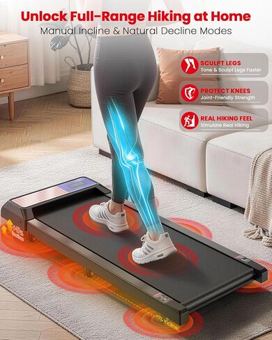 جهاز سير للمشي مع ميل بنسبة 5%، جهاز سير تحت المكتب للمكتب المنزلي، وسادة مشي محمولة هادئة بقوة 2.5 حصان، سعة 265 رطل، جهاز سير مدمج للمساحات الصغيرة مع حزام مقاس 15 بوصة × 35.4 بوصة in Kuwait