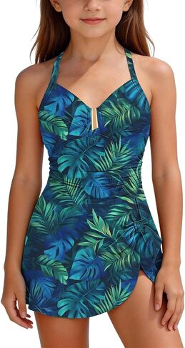 Girls Swimsuit One Piece Swim Dress Adjustable Straps Bathing Suit with Bottom Skirt in Saudi Arabia