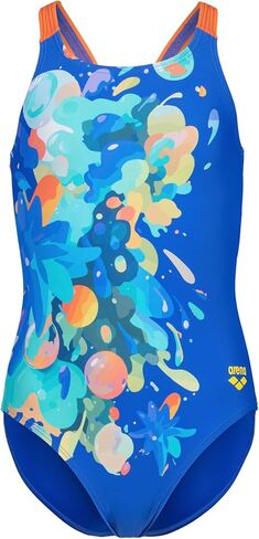 Arena Girls' Feel Painting V-Back Swimsuit Wide Straps Ergonomic One Piece Bathing Suit in Saudi Arabia