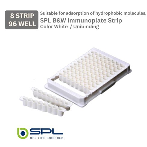 SPL White Immunoplate Strip, Unibinding Flat Bottom 96 Well Stip 8 Well Vol. 400ul (Sleeve 10) Case 100 in Saudi Arabia