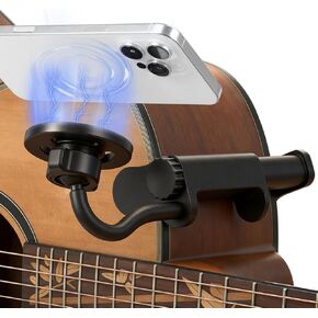 TECHO Magnetic Guitar Phone Holder Mount, Adjustable & Rotatable Clamp for Guitars, Ukuleles, And Basses, Ideal for Sheet Music, Chords, Teaching Videos, Live Streaming & Recording in Kuwait