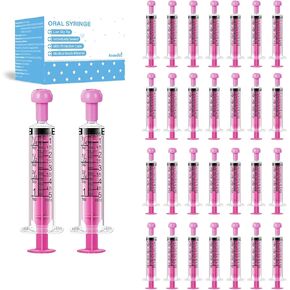 30Pcs 5ml Children Oral Syringes, Liquid Plastic Syringe,Colorful Measuring Tools Individually Sealed for Feeding,Baby Medicine Syringes with Caps(Purple) in Kuwait