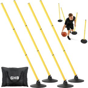 GHB Agility Poles 4 Pack 50" Rebound Sports Basketball Training Poles,Detachable Speed Training Equipment Football Accessories with Rubber Base in Kuwait