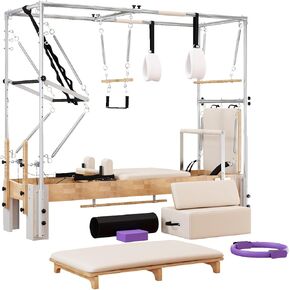 Professional Oak Wood Pilates Reformer Machine for Home Use & Studio, Pilates Equipment for Full Body Workout, Stability Training, Includes Jump Board, Sitting Box, and Accessories in Saudi Arabia