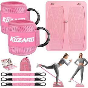 معدات تمارين الغلوت، معدات تمرين الساق والورك للنساء، أشرطة مقاومة مع أشرطة للكاحل ولوحة تمرين للياقة البدنية في صالة الألعاب الرياضية المنزلية، الركلات، دفعات الورك، تدريب الجزء السفلي من الجسم in Kuwait