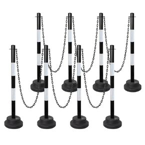 SHAREWIN 35" Traffic Delineator Posts with Weighted Base & Reflective Collar, Red Safety Stanchions Cones with 5FT Plastic S Hooks Chain - Parking Lot Barriers, Driving Training, Crowd Control 4 Pack in Kuwait