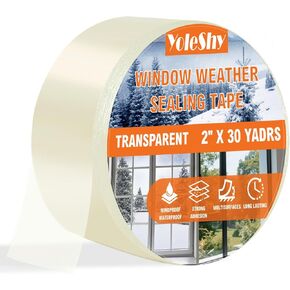 شريط عازل للطقس للنافذة الشفافة من YoleShy مقاس 5.08 سم × 30 ياردة، بدون بقايا، شريط عازل للنافذة شديد التحمل للأبواب في فصل الشتاء، مقاوم للبرودة، وختم نافذة مكيف الهواء in Kuwait
