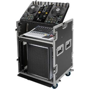 حافظة طريق 10U Pa Dj Rack، حافظة Pa Dj Pro Audio Amp Effect مع تصميم من طبقتين و4 عجلات، خزانة Pa/Dj بحافة معدنية سميكة للاستوديوهات والمسارح المنزلية KTVs وحفلات الزفاف وما إلى ذلك in Kuwait