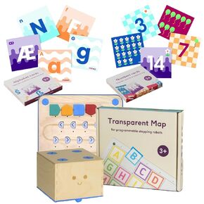 Early Programming: Screen-Free Cubetto Robotics Set, 1 Transparent Pocket Mat 6x6, 1-Set Thematic Number & Alphabet Cards - Perfect for School & Home Learning in Kuwait