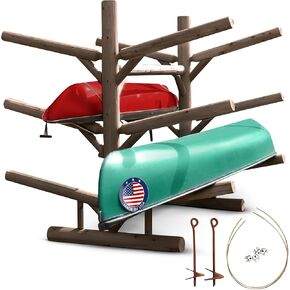 6-Place/Canoe Racks, Freestanding Paddle Board Storages, Surfboard Stand, Canoe Paddles or SUP Storage Racks, Paddle Board Rack for Outdoor Storage - Canyon Brown + 15" Anchor Kit in Kuwait
