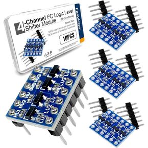 10 قطع وحدة تحويل المستوى المنطقي 4 قنوات، محول ثنائي الاتجاه 3.3 فولت إلى 5 فولت لـ I2C، UART، SPI، متوافق مع Arduino، ESP32، Raspberry Pi in Kuwait