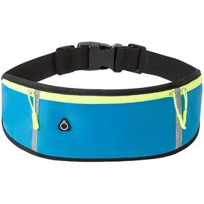 Running Waist Bag Adjustable Fitness Belt Dual Zipper Pockets Safety Reflective Design Two-Tone Color Blocking (Orange) in Kuwait