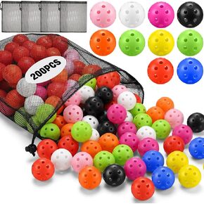Practice Golf Balls: 200 Pcs 42 mm Limited Flight Plastic Golf Balls Bulk with 5 Mesh Bags - Training Hollow Ball for Backyard Driving Range Swing Indoor Outdoor Home in Kuwait