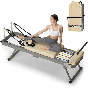 آلة إصلاح بيلاتيس كاسافوريا، معدات بيلاتيس قابلة للطي للتدريبات المنزلية مع النوابض والحبال، آلة بيلاتيس للاستخدام المنزلي، مثالية للمبتدئين، تحمل ما يصل إلى 330 رطلاً in Kuwait