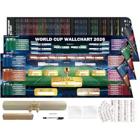 مجموعة هدايا ملصق الرسم البياني لكأس العالم 2026، 3 قطع من ملصقات جدول كرة القدم للمسح الجاف من مادة PVC مزدوجة الجوانب، تتضمن قلم تحديد قابل للمسح، ممحاة، 48 ملصقًا للفريق وعلامات تثبيت بدون حفر، متتبع مرحلة المجموعات وقوس خروج المغلوب لديكور مروحة المكت in Kuwait