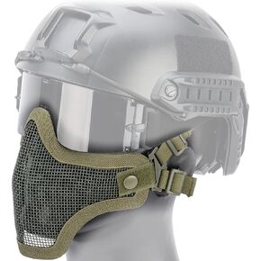Evike Airsoft - Matrix Iron Face Carbon Steel Mesh Striker V1 Lower Half Face Pro (Color: OD Green) in Kuwait