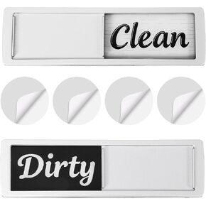 2 Status Dishwasher Magnet Clean Dirty Sign, Self-Sticky Acrylic Dishwashers Sticker, Adhesive Dishwashers Clean/Dirty Indicator Symbol Dishwasher Sticker for Home Kitchen Decor (Silver) in Saudi Arabia