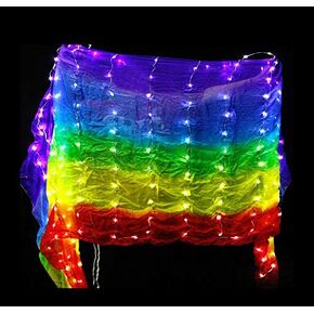 WEISIPU Hand-Made Women's Belly Dance LED Silk Scarf Veils - Beautiful Gradual Colors for Professional Performances Dance/Outdoor Adult Size 39.3"x78.7" in Kuwait