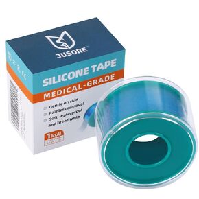 Medical Soft Silicone Tape | 1 Inch x 196 Inch | Easy to Tear Pre-Cut, Breathable Silicone Medical Tape for Sensitive Skin, Bandages, Blister Prevention, Infants and Elderly in Saudi Arabia