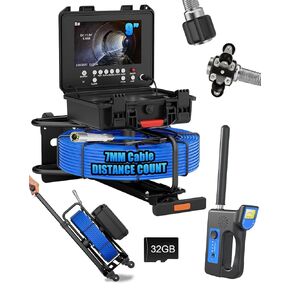 كاميرا الصرف الصحي مع محدد موقع 512 هرتز، شاشة DVR 9 بوصة 1080 بكسل، كابل 164 قدمًا 7 مم، كاميرا مجاري ذاتية التسوية مع عداد متر، مسبار 23 مم، 32 جيجابايت SD، 12 مصباح LED، كاميرا أنابيب تصريف مقاومة للماء لفحص السباكة in Kuwait