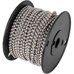 سلسلة كرات من الفولاذ المقاوم للصدأ رقم 10 بكرة بطول 100 قدم | 4.8 ملم في القطر | رائعة للاستخدام في ستائر وظلال النوافذ العمودية، وتطبيقات السباكة والاحتفاظ in Kuwait