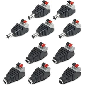 fengpeng 5Pairs Female Male DC Power Jack Connector No Screws Plug Adapter 5.5x2.1mm for LED Strip CCTV Camera(5pairs Long) in Kuwait