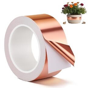 1 Pcs Copper Tape for Slugs and Snails, 1 Inch X 66 ft Copper Slug and Snail Barrier Tape, Non Toxic, Pet Safe, for Pots, Eaves, Gardens, Places Where Snails Might Climb in Kuwait