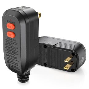 GFCI استبدال المكونات إعادة تعيين السيارات 15 أمبير 2 شوكات، ضمان 5 سنوات، قابس أمان قاطع دائرة الخطأ الأرضي لغسالة الضغط، حوض استحمام ساخن، مكيف الهواء، مجفف الشعر - أسود in Kuwait